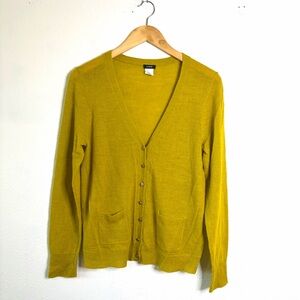 J. Crew Yellow-Green V-Neck Button Cardigan